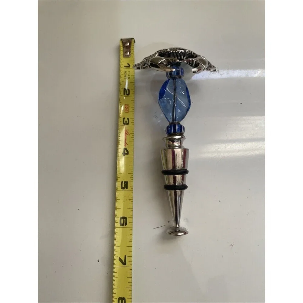 Metal Crab Blue  Art Glass Wine‎ Bottle Stopper Crustacean Zodiac Sign Cancer